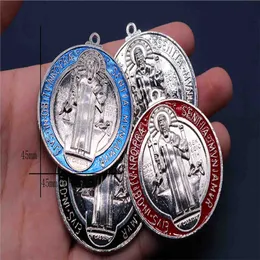 Religiös kors karaktär medaljhållare charm blandad färg St. Benedict.20pcs