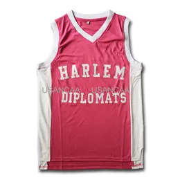 التطريز الكامل Killa Harlem Diplomats Pink Basketball Jersey Cheap Retro College Jersey XS-6XL