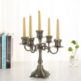 IMUWEN Bronze Candelabra Metal Candle Holders Wedding Candlesticks Event Candle Stand Table Centerpiece For Home Decoration 210722