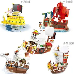 SY6295-SY6299 One Piece Series Polar Diving Straw Hat Thousand Sunny Pirate Ship Model Bricks Building Creative Toy For Children Q0723