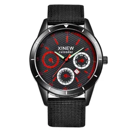 Wristwatches Xi Brand Original Klockor Män Nylon Strap Casual Kalender Kvarts Armbandsur Black Nouveau Montre Homme de Marque Mode 2021