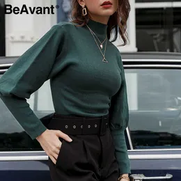 BeAvant Autumn winter knitted sweater High collar Lantern Sleeve loose women's sweater High street fashion Pullover office 210709