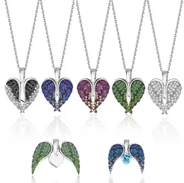 Miedź Wisiorek Angel Wings Uwielbiają Cyrkon Wisiorki Naszyjnik Kobiety Ze Stali Nierdzewnej Łańcuch Naszyjniki Serce Klasyczna Kreatywna Transgraniczna Moda Biżuteria 9 Kolory