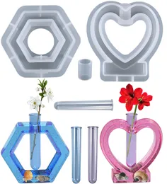 DIY Criativo Moderno Simples Vaso Molde Epoxi Resina Flowerpot Fundição de Cristal Resina Molde Hidropônico Recipiente Amor Heart Heart Home Decorações