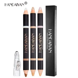 Handaiyan Double waterproof eyebrow pencil Wholesale Highlighter Pencils with Sharpener Brow Bone Facial Brightening Matte Shimmer Easy to Wear Concealer Pen