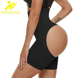 NINGMI Body Shaper Butt Lifter Women Waist Trainer Shapewear Push Up Strap Cincher Tummy Control Panties Enhancer 211218
