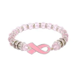 Factory Sale Directly Public Advertising Breast Cancer Awarens Bracelet Pink Ribbon Bracelet for Women CLASSIC Dign