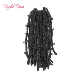 Borboletas crochê extensões de cabelo químico fibra cabelo africano crochet peruca suja trança borboletas tricô ponto 12inch borboleta loces