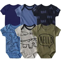 6pcs/lot 100%Cotton Bodysuit Newborn Short Sleeve Overalls Toddler Boy Girl Jumpsuit clothes Body Baby Suits sets 210309