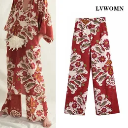 LVWomn ZA 2021女性パンツ夏エンボスズリネンパンツ女性ハイウエストワイドレッグパンツプラスサイズの女性服女性ズボンQ0801