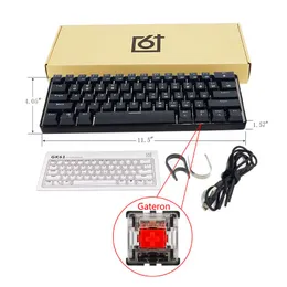 2020 RGB Backlit Bluetooth 5.0 Sem Fio Dupla Modo Mecânica Keyboardportable Compact À Prova D 'Água Mini Gaming 61 Gateron Keys Lk