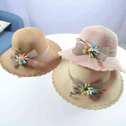 Summer Słomkowy kapelusz Kobieta Wakacje Sunscreen Beach Hat Rozrywka All-Mecz Sun Hat Moda Koreański Fisherman Cap G220301