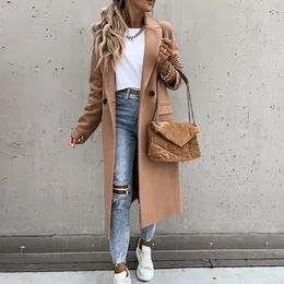 Autumn Women Fux Wool Coat Long Single Single Sfrigeta Classic Streetwear Flends Flends Causal Shee Inverno Over Coat Cl