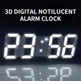 3D grande LED Digital Wall Orologio da parete Data Nightlight Display Tavolo Desktop Clocks USB Elettronico Sveglie luminose Sveglia per la casa Decor 211110