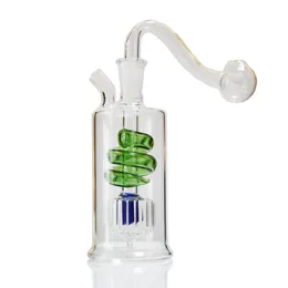 Spring Mini queimador de óleo bong percolator Cachimbos de água para fumar pequenos Bongos de vidro Bubbler Ash Catcher bong Rigs dab rig com pote macho de 10 mm e mangueira Conjunto completo para fumantes