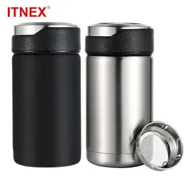 ITNEX 380ML Stainless Steel 304 Vacuum Flasks Thermos Mug Tea Infuser Coffee Leak-Proof Travel Car Thermal Insulation Bottle 210615