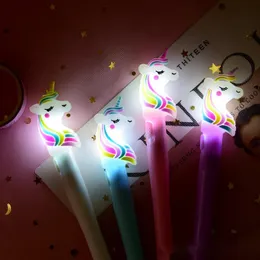 Gel Pens 0.5mm Night Light Rainbow Lovely Unicorn Modeling Creative Cartoon Luxury Pen Student Gift Writing Supplies GF656