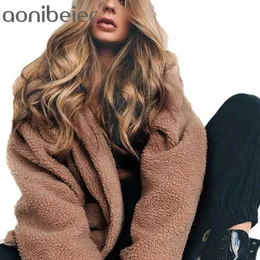 Plus Size Faux Fur Outono Jaqueta de Inverno Mulheres Casual Casaco Feminino Moda Pelúcia Loose Coats Streetwear Outerwear 210604