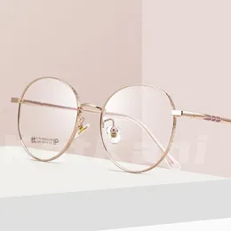 Mode Sonnenbrillenrahmen KatKani Retro Runde Brillengestell für Männer und Frauen Ultraleichtes reines Titan Myopie Hyperopie Astigmatismus Glas