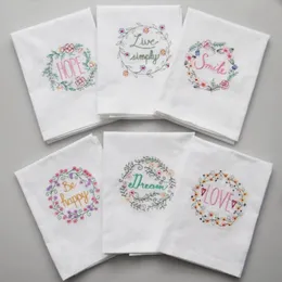 Embroidered Napkins Letter Cotton Tea Towels Absorbent Table Napkins Kitchen Use Handkerchief Boutique