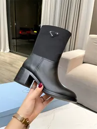 Autumn Winter Womens Designer Boots For Women's Slip-On Round Toe Ankelbåtar Kvinna och män Buckle Motorcykel Lyxiga damer Brand Short Boot Mujer High Heels S Q1GZ#