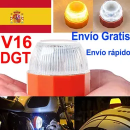 Luci di Emergenza V16 Led Dgt Luce Autonoma di Segnalazione Flash Approvato Lampada di Sicurezza Avvertenza Ambra Bianca Stroboscopica Incidente Stradale