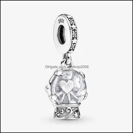 السحر نتائج نتائج المجوهرات 100 ٪ 925 الجنيه الاسترليني Sier Snow Globe Dangle Fit Original European Charm Bracelet Wedding Eng