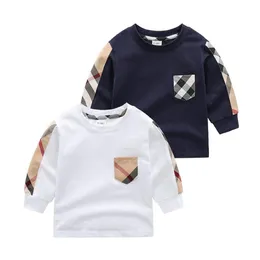 T-shirt scozzesi per bambini primavera autunno neonate T-shirt a maniche lunghe per bambini in cotone Camicia per bambini abbinata a colori