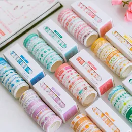 مكتبات Office School Supplies DIY Scrapbooking atheshives الأشرطة الفنية الحرف PO PTAIN PAPE 10 PCS SCANK WASHI TAPE SET