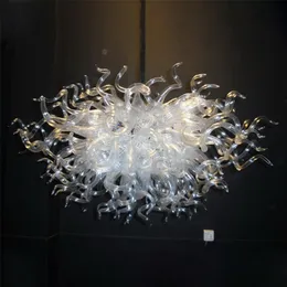 Hand-blown Glass Crystal Chandelier LED Art Pendant Lamps White W80x60CM Indoor Lighting Modern Living Room Decoration