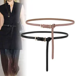 New Female Cowskin Belts Design High Quality Casual Ladies Belts Fashion Knotted Thin Waistband Skirt Coat Clothing Accessories G220301
