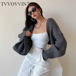 TVVOVVIN Street Beat Bat Sleeve Shawl Cardigan Women's Short Knitted Long Sweater Tops A97K 211011