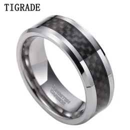 6/8mm Schwarz Carbon Fiber herren Ring Wolfram Hartmetall, Verlobung, Hochzeit Band Männer Frauen Schmuck Marke Design anel mascul 211217