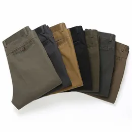 Calças grossas de outono homens plissados ​​clássico reto calça básica cintura alta algodão preto cinza calças de escritório plus tamanho 42 211201