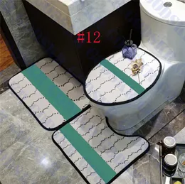 Brand Bath Mats 3 Pcs Set Trendy Printed Toilet Cover Mat Home Bathroom Flannel Carpet Non Slip1997