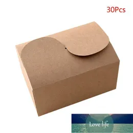 Wrap prezent 30 sztuk / zestaw Naturalne Kraft Paper Cake Box Party Packing Biscuit Cookie Candy Pudełka Pudełka Urodzinowa Torba Cena Fabryczna Ekspert Quality Najnowsze styl