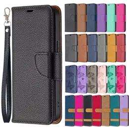 Retro Litchi Butterfly Canvas PU Leather Cases Wallet Card For iPhone 14 13 12 11 Pro Max XR XS 8 Samsung S20 FE S21 Plus S22 Ultra A02 A12 A22 A32 A42 A52 A72 A03S A02S A21S