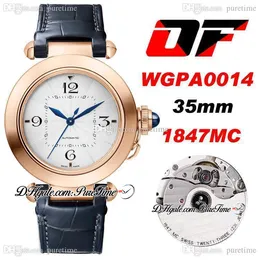 Z WJPA0014 35mm 1847MC Automatyczne Watch Kobiet Panie Rose Gold Silver Dial Number Markers Blue Leather 2021 Najlepsza edycja PTCAT PUNTIME B2