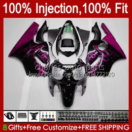 OEM Injection mold Bodywork For KAWASAKI NINJA ZX1200 C ZX1200C ZX 12 R 1200 CC 2000 2001 Body 2No.105 ZX 1200 12R 1200CC ZX-12R 00-01 ZX12R 00 01 Fairing Kit rose flames blk