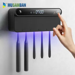 MUSAMBAN UV 칫솔 홀더 스마트 칫솔 살균기 자동 치약 짜기 짜기 디스펜서 선반 욕실 액세서리 210724 세트