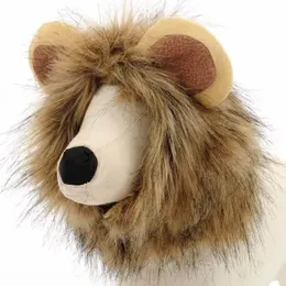 Kostium Pet Wig Lion Wigs Headgear z ucho Czapka Kapelusz Włosy Włosy Cosplay Party Akcesoria do kota Pies regulowany dla małych średnich dużych
