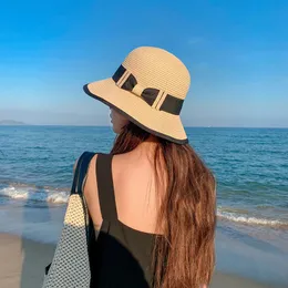 القبعات في الهواء الطلق 2021 Big Bow Casquette Summer Sun Visor for Women Fashion Hat Wide Wide Brim Panama Beach Sunshade #T1P