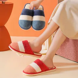 Pantofole da donna colori interni scarpe basse da pavimento caramelle antiscivolo casa morbida uomo camera da letto amanti della peluche inverno caldo 58921