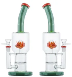 Vintage New 12Inch Lotus Honeycomb Perc Glass Bong Hookah Rökpipor Oljebrännare med skål eller Banger kan sätta kundlogotypen