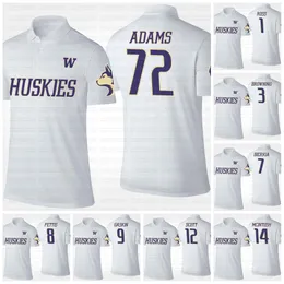 Washington Huskies Jersey White Polo 1 John Ross Browning Bierria Pettis Gaskin Scott Mcintosh 36 Azeem Victor 50 Vita Vea 72 Trey Adams