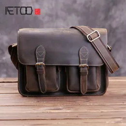 HBP Aetoo Mäns Casual Mad Horse Leather Shoulder Bag