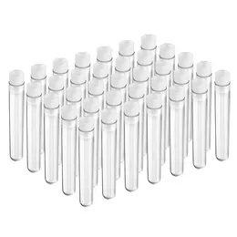 100pcs Lab Supplies 16x100mm(10ml) Plastic Test Tubes with Caps for Lash Wands, Scientific Experiments, Plant Propagation