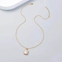 Kedjor Crystal Sparkle Square Zircon Necklace Ladies Gold-Plated Titanium Luxury Fashion Korean White Clavicle Chain