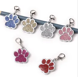 Härlig personlig hund taggar graverade husdjur id namn collar tagg hängande tillbehör tass glitter 6 färger