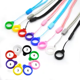 Nylon Lanyard with 13mm Rubber Silicone Ring lanyards neck strap necklace string for Smoking Accessories